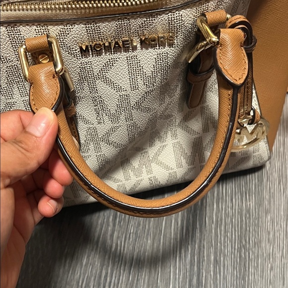 Michael Kors Brown and Cream Logo Satchel - Picture 9 of 9